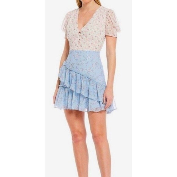 Shabby‎ Chic Floral Dress Medium Pink Blue LoveShackFancy Style Peasant Cottage - Picture 3 of 15